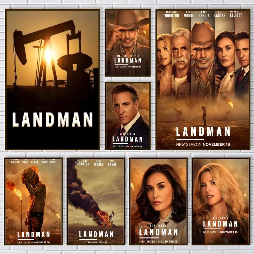 Western Drama Landman Poster PP Paper Wall Art for Living Rooms Bars Cafes Stylish Home Decor Gift