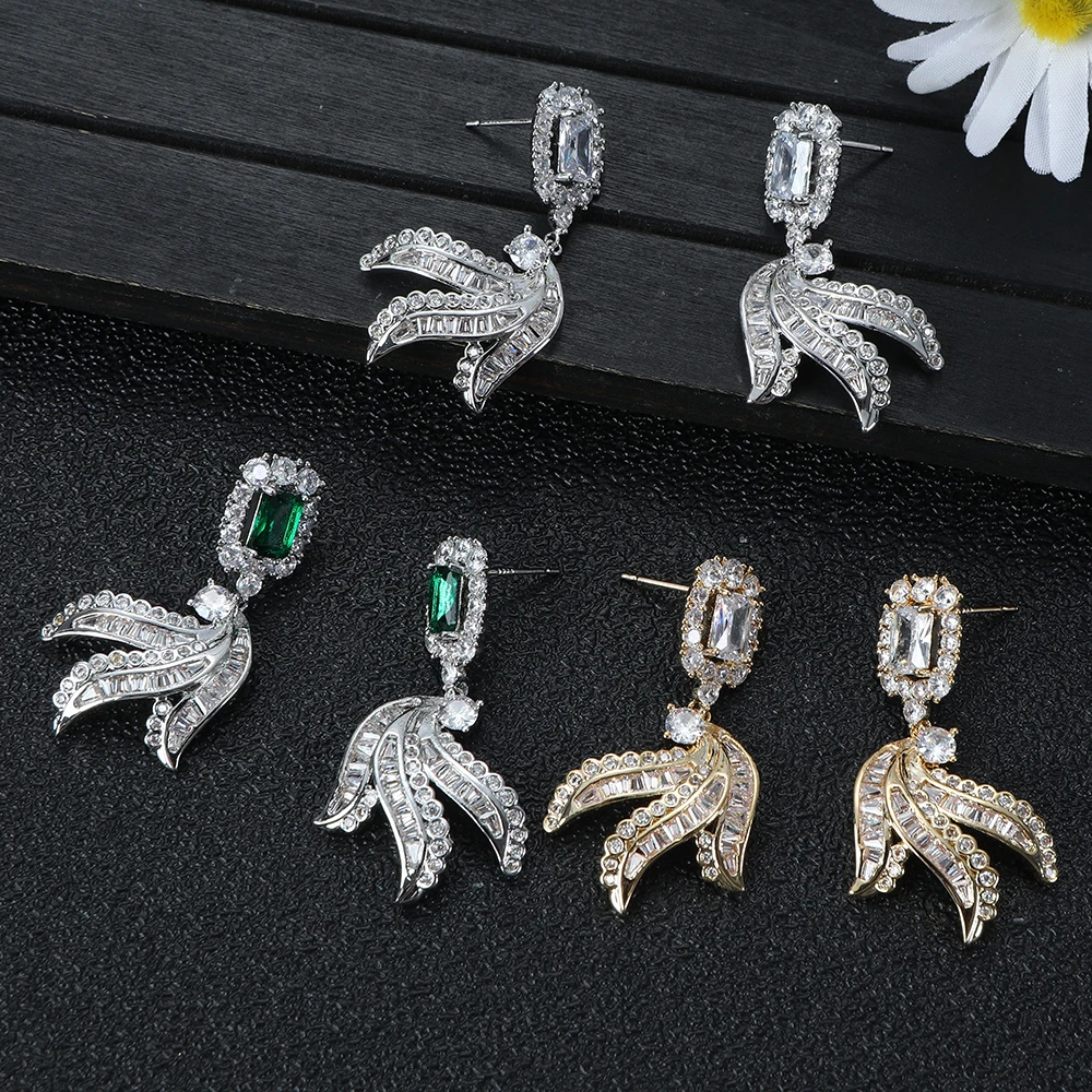 

Luxury and fashionable geometric women's cubic zirconia crystal Dubai UAE wedding banquet party earrings E1620