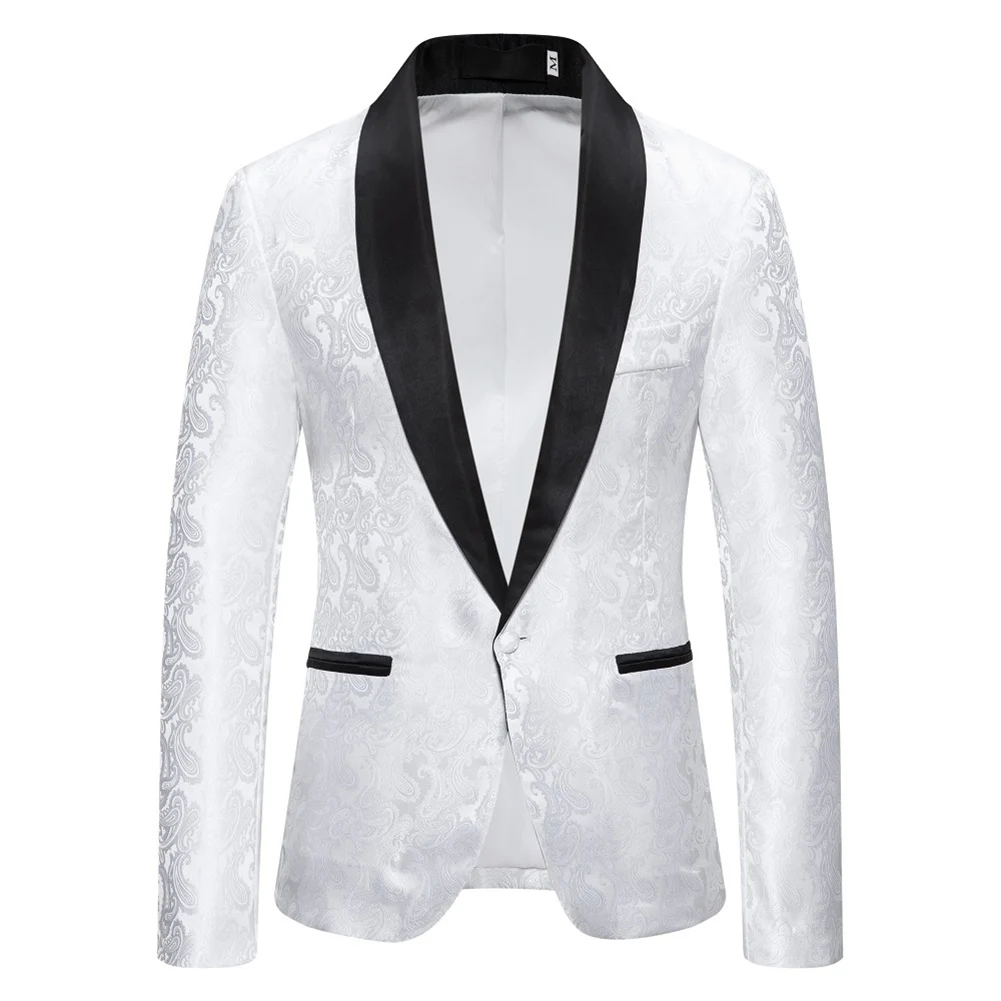 Brand New Blazer Suit Coat Bright Causal Collar Contrast Color Fabric Fashion Jacquard Luxury Design Men Slim Fit