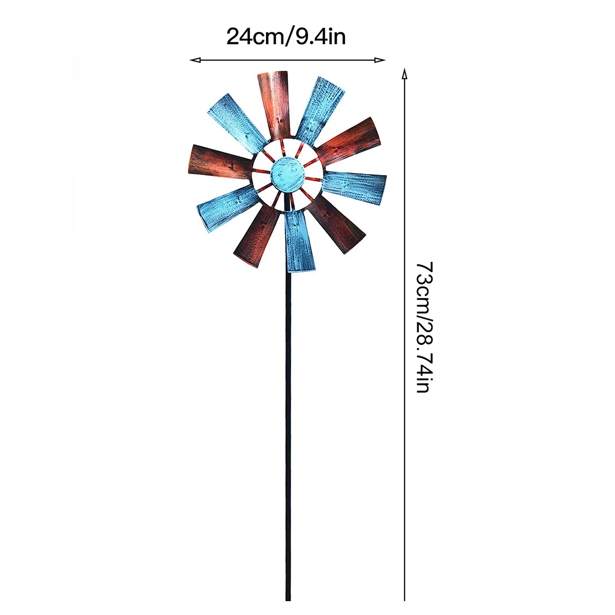 Wrought Iron Rotating Windmill Metal Wind Spinner Landscape Ornament for Outdoor Courtyard Yard Lawn Pinwheel Decor Supplies