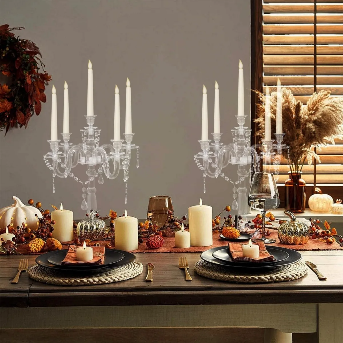 Transparent Candlesticks 5 Heads Clear Candle Holders Acrylic Wedding Table Centerpieces Party Home Decoration