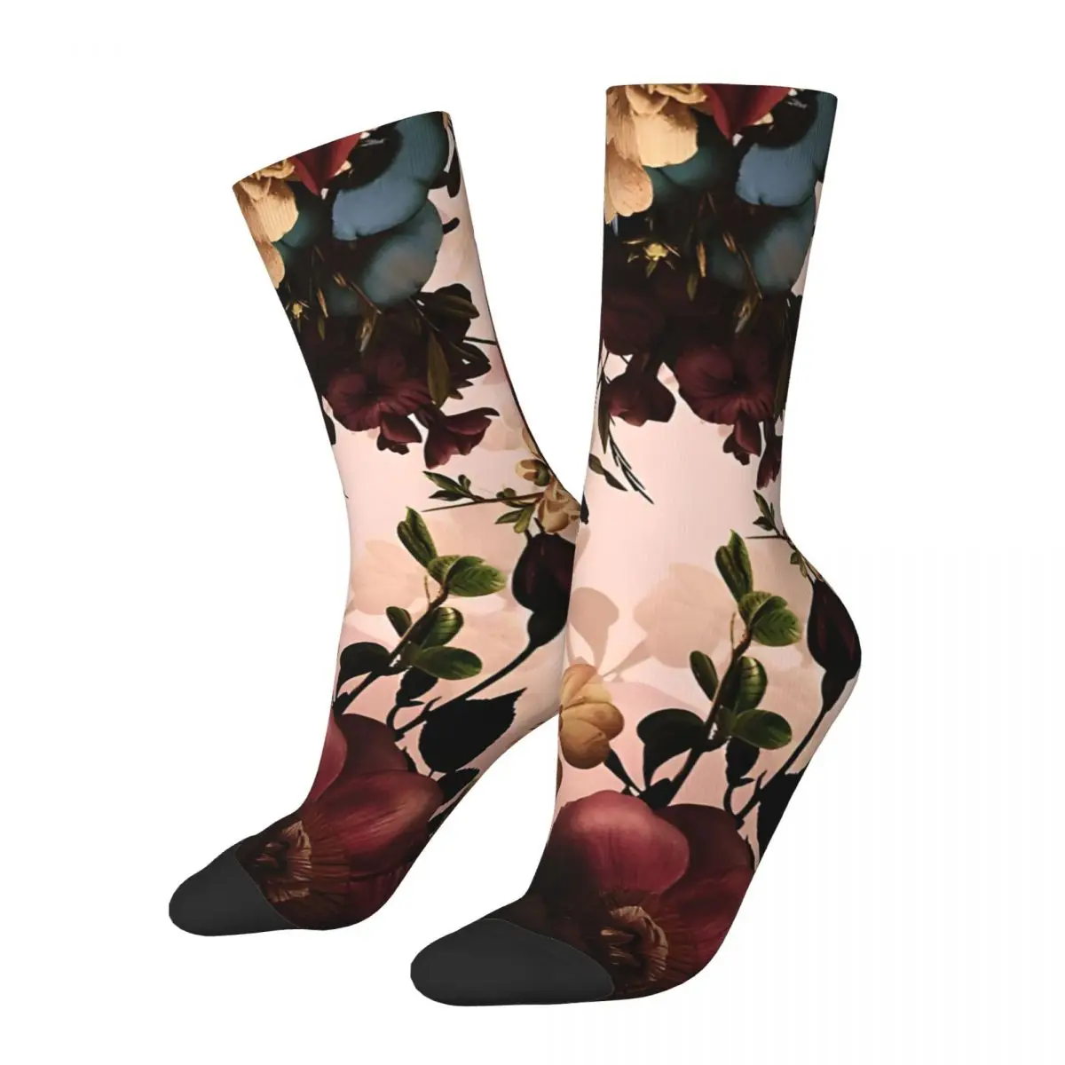 Retro Moody Florals - Mystic Botanical Night Garden 11 Men's compression Socks Unisex Harajuku Pattern Printed Novelty Crew Sock