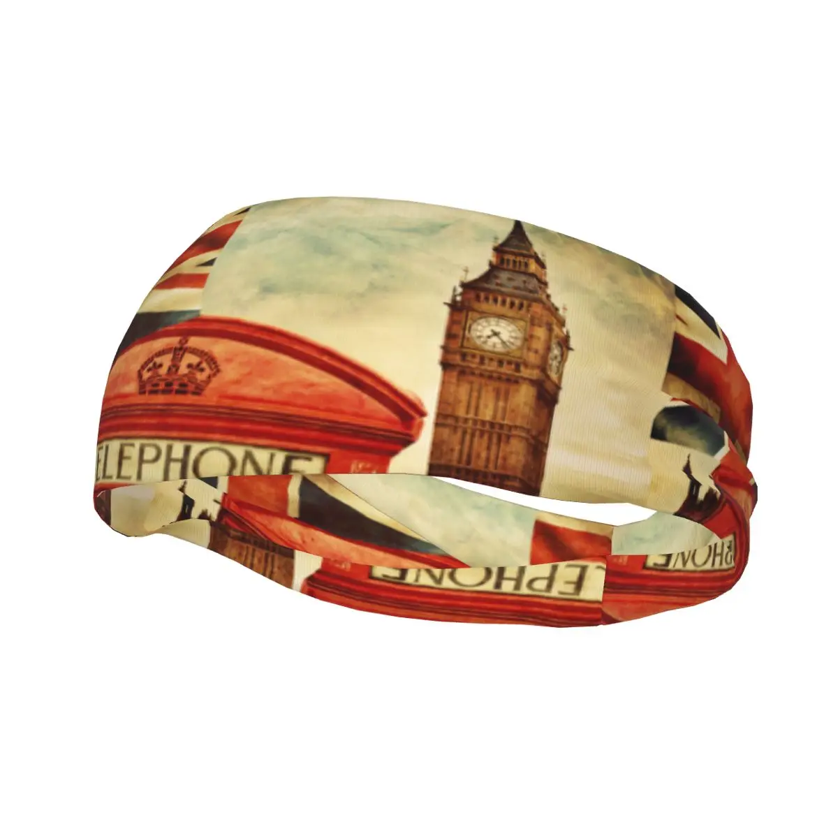 Red Phone Booth Big Ben The Union Jack Flag Elastic Hair Band Yoga Headband Makeup Hair Hoop Headwrap