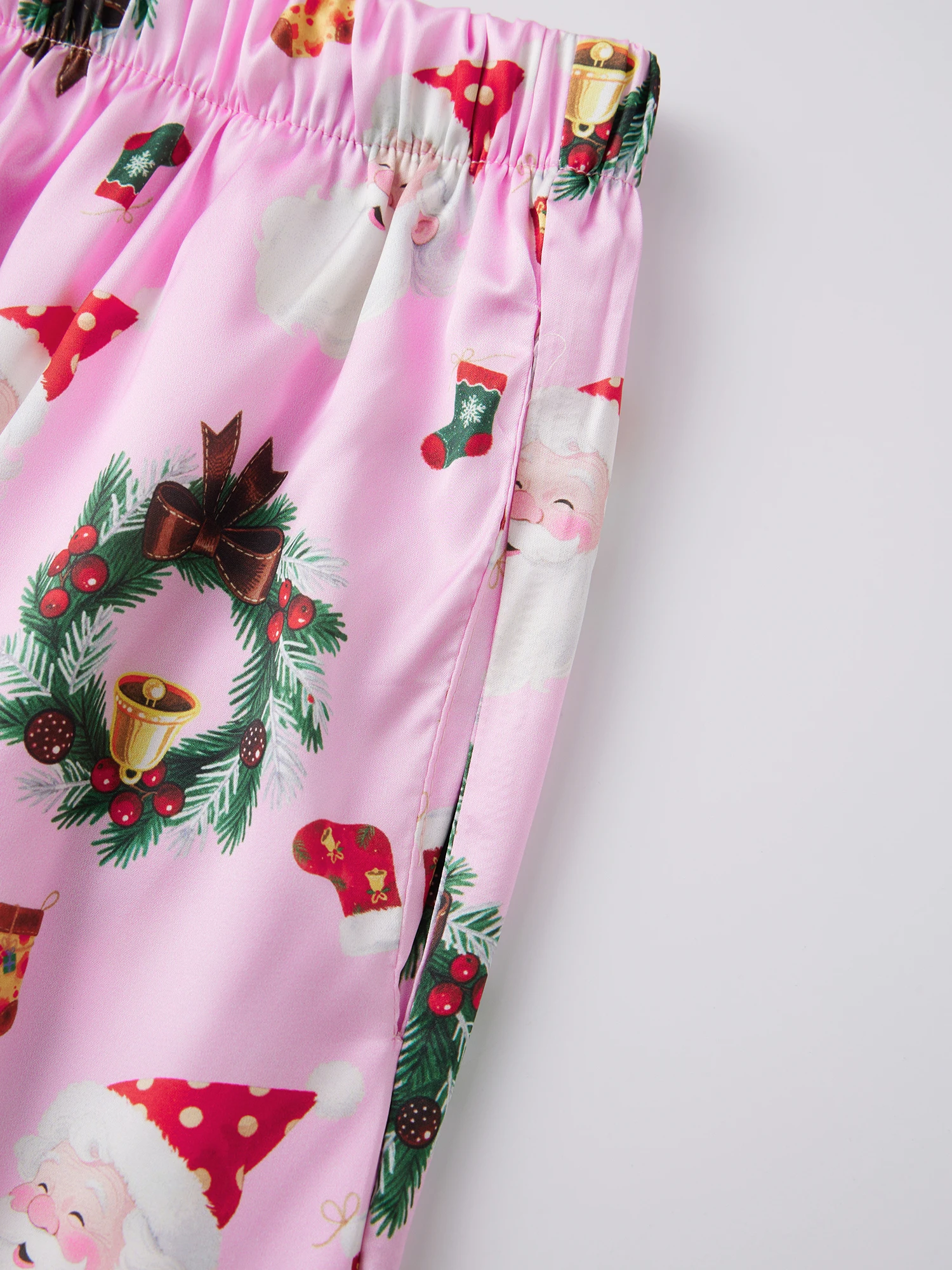 Женский рождественский пижамный комплект с принтом снежинок, топы на пуговицах с длинными рукавами и брюки с эластичной резинкой на талии, комплект одежды для сна из двух предметов с