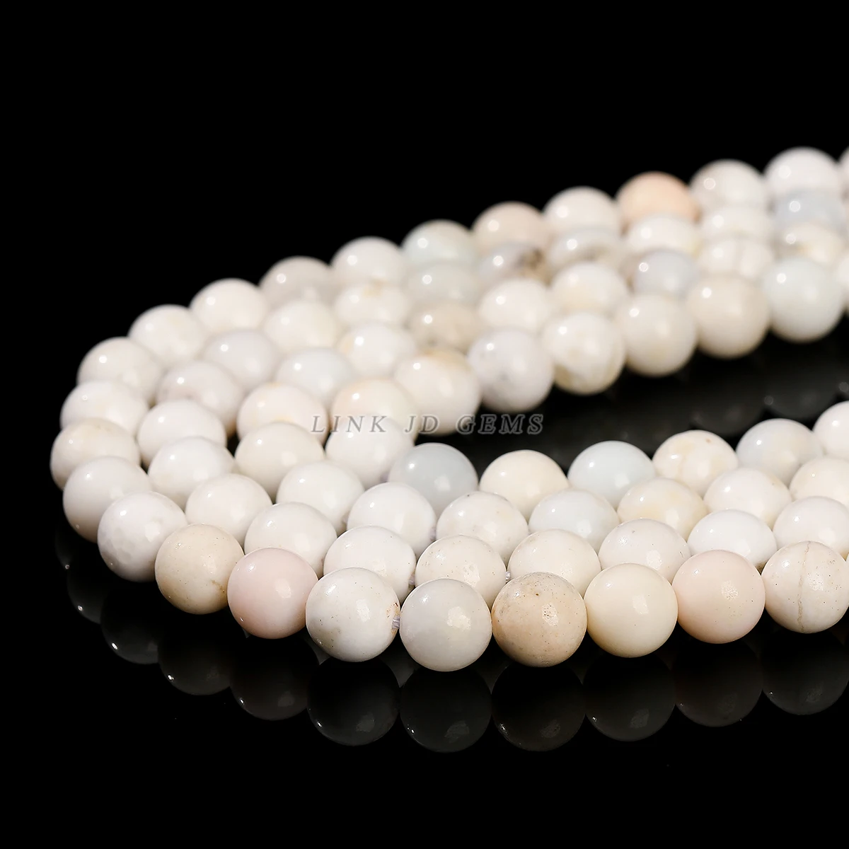 Natural Stone White and Pink Opal Bead Round Loose Spacer 4 6 8 10mm For Jewelry Making Diy Necklace Bracelet Accessory 15\