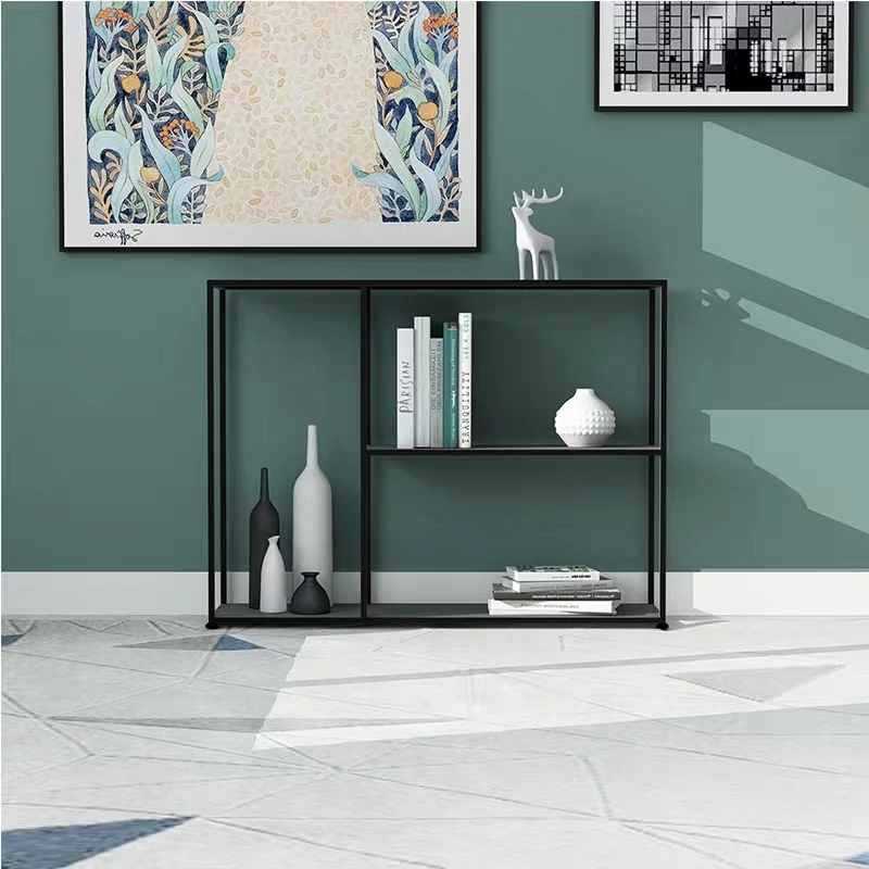 Simple Porch Table Home Furniture Living Room Decor Space Saving Storage Rack Floor Iron Book Shelf Display Desk Stand Bookcase
