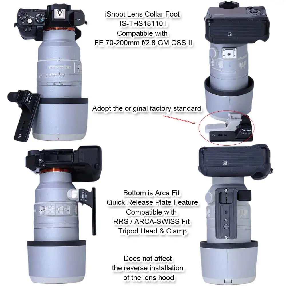 Lens Support Collar Tripod Mount Ring Replacement Base Foot Stand for Sony FE 70-200/2.8 GM II OSS Sony FE 100-400/4.5-5.6GM OSS