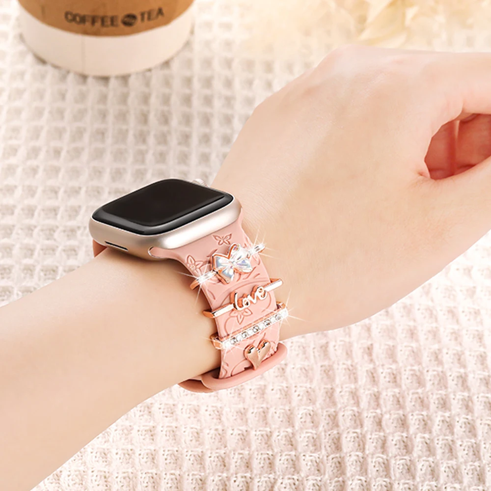 Подвески для Apple Watch Band Series 9 8 7 6 5 4 SE 38 42 49 41 45 44 мм Аксессуары Декоративное кольцо Galaxy Ремешок для часов 20 мм 22 мм