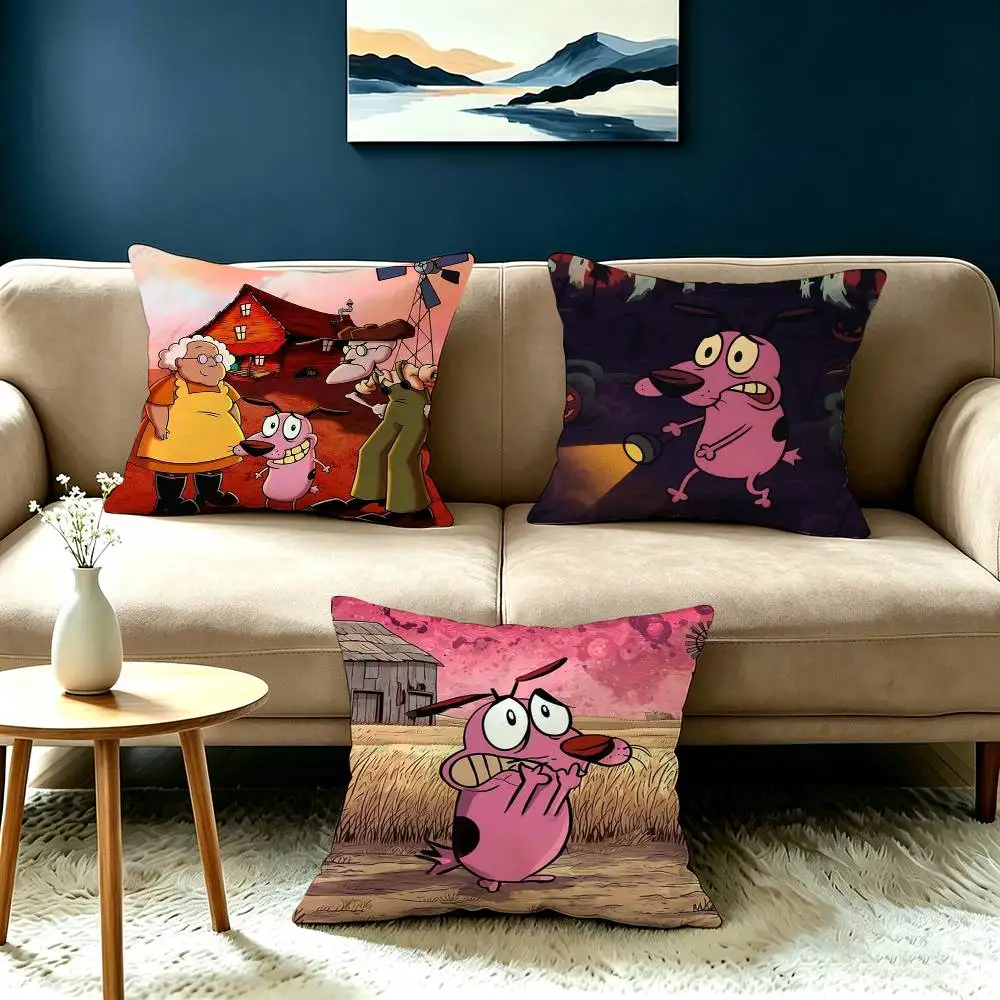 The Cute Dog C-Courage Square Double-Sided printed Pillow Case Bedroom Bedside Pillow Sofa Cushion Cover