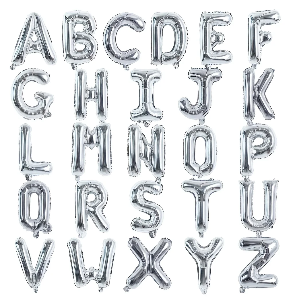 26pcs 16-Inch Alphabet Letter Balloons Set for DIY Party Decor Wedding Birthday Anniversary Christmas New Year Aluminum Fil