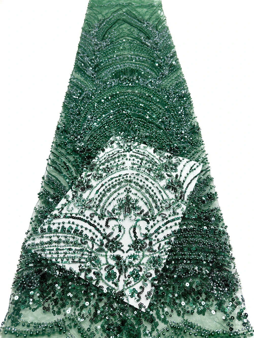 

luxury african fabrics 5 meters French Tulle Lace Fabric High Quality Beaded Nigerian Sequins for Wedding Dress Sewing 2025