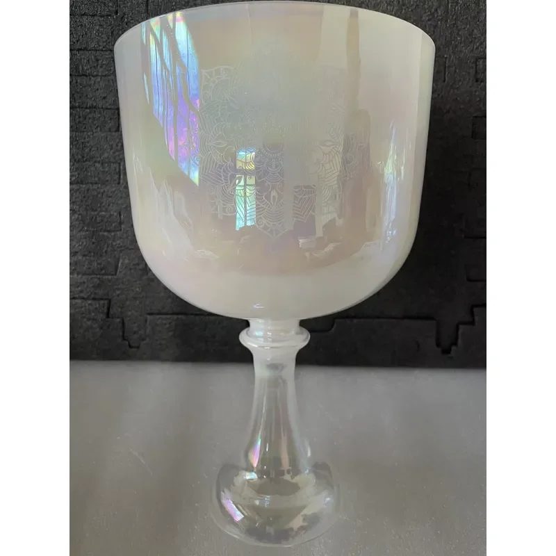 STAR LIN KUP White Milky Crystal Singing Chalice 3rd Octave A or A# Note 432Hz Third Eye Pineal Chakra Healing Bowl for Yoga
