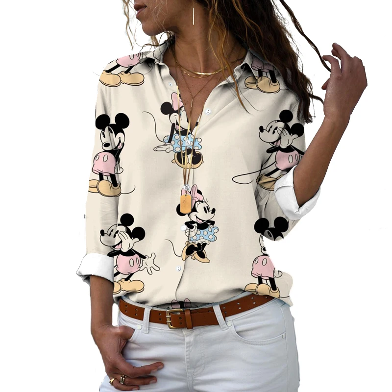 New Disney Brand Mickey and Minnie Anime 3D Printed Harajuku Style Cute Casual Top Beach Kawaii Clothes Cover Up Top Casual y2k