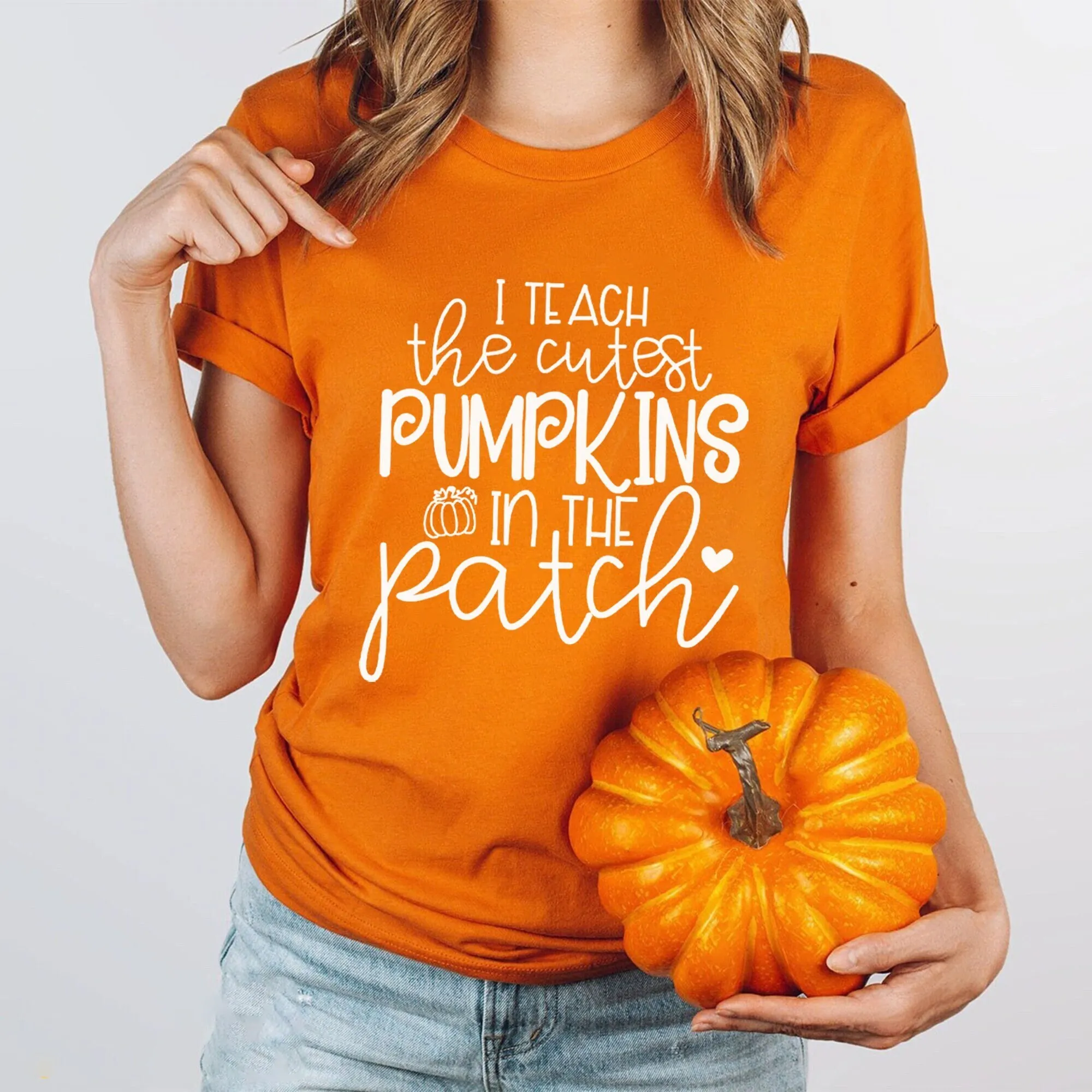 Fall Teacher T Shirt Halloween Pumpkin Cute I Teach The Cutest Pumpkins In Patch