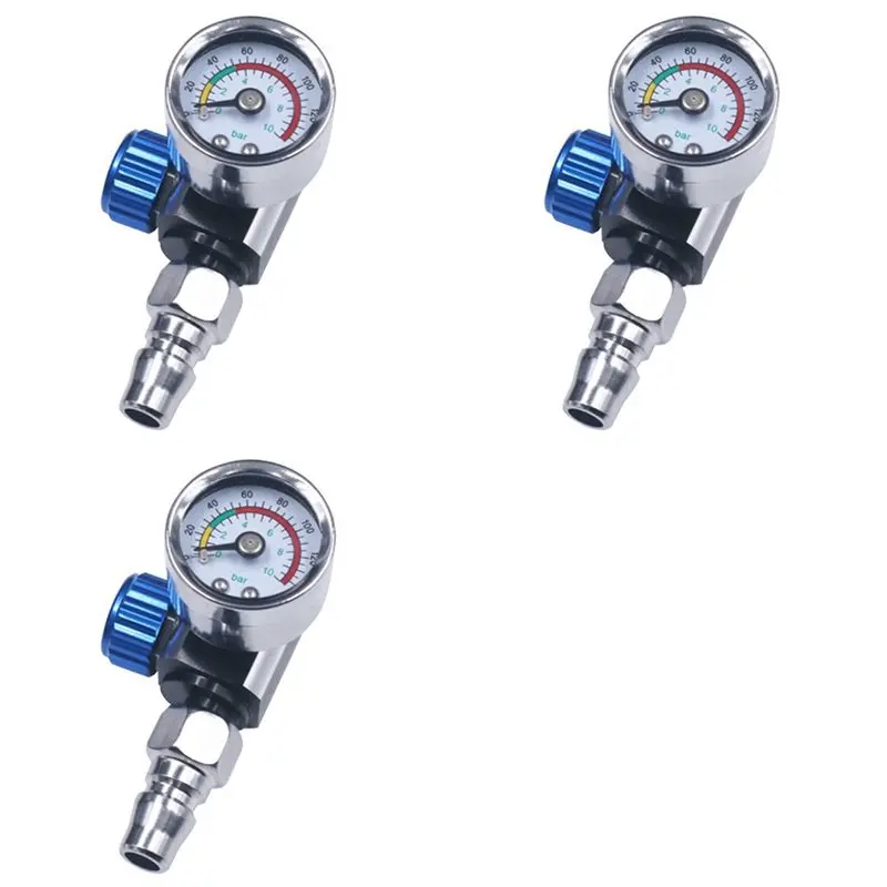 

Набор из 3 мини-регуляторов давления воздуха GTBL 1/4 дюйма BSP с манометром и насадкой для распылителя, прочный и компактный