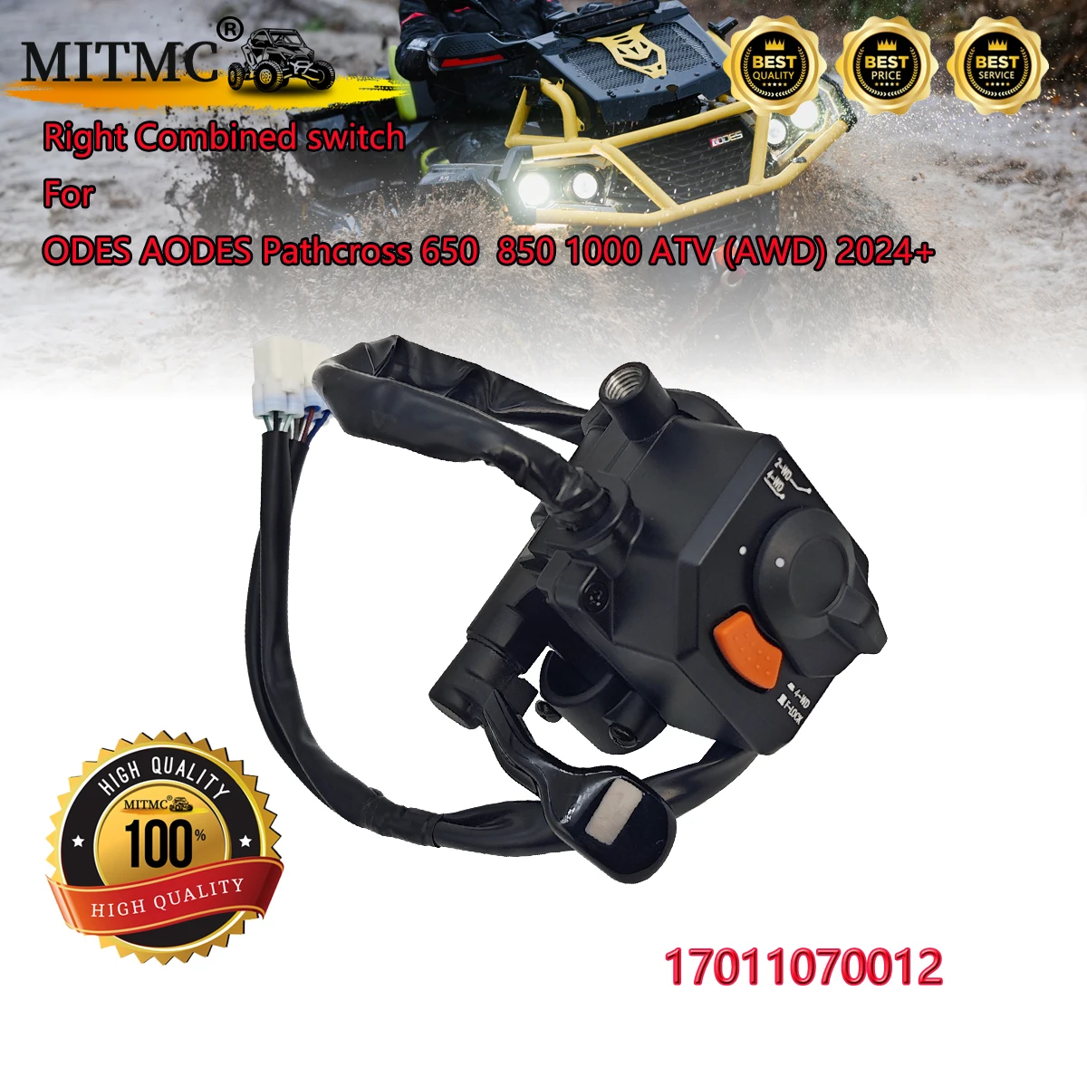 

MITMC Right Combined switch (gas thumb throttle Accelerator) For ODES Pathcross 650 850 1000 ATV (AWD) (2024+) 17011070012