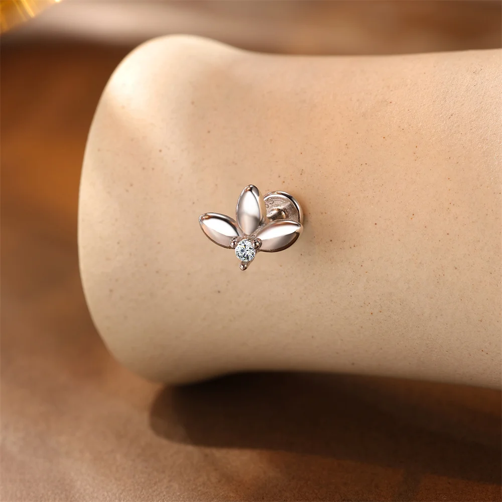 AIDE 925 Sterling Silber 1 STÜCK Mini Moissanit Vier-Klauen Schraube Ohrstecker Casual Design DIY INS Ohrstecker für Dame Schmuck – Detail 32