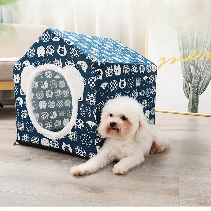 Removable Pet Products Semi Enclosed House To Keep Warm Cat Kennel Doghouse Nest