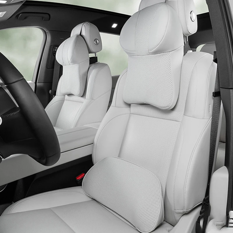 

Car Headrest Breathable PU Leather Neck Support Seat Cushion Memory-Foam Lumbar Pad Pillow Vehicle Seat Back Support Cushion