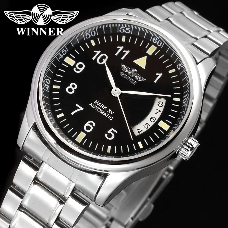 Luxury Brand New Mechanical Mens Watches Automatic Watch Men Black Dial Fashion Business Calendar Classic Metal Strap Relogio