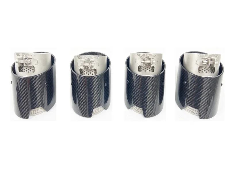 4 PCS Carbon Fiber Exhaust tip tail ends Exhaust tip muffler tip Stainless Steel Glossy Black Fits for M3 G80 M4 G82 G83