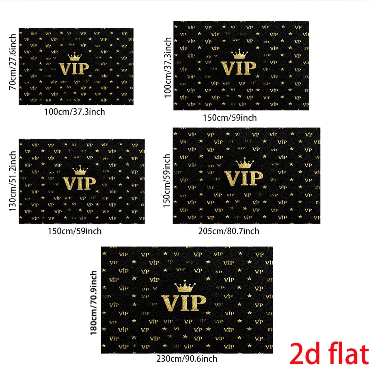 Black Gold VIP Crown Stars Pattern Step Repeat Tapestry 2D Flat Luxury Event Backdrop Wall Hanging for Party Photo Studio Decor