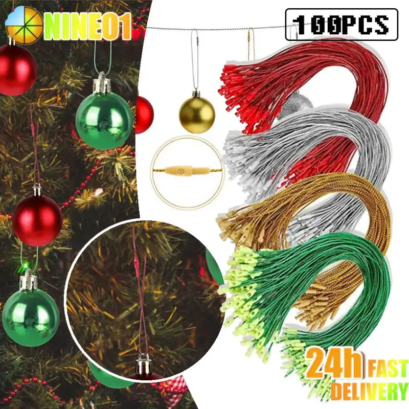 100pcs Christmas Rope Polyester String Thread Lanyard Line Xmas Tree Ball Ropes Hanging Pendant Ornament Tag Label Decoration