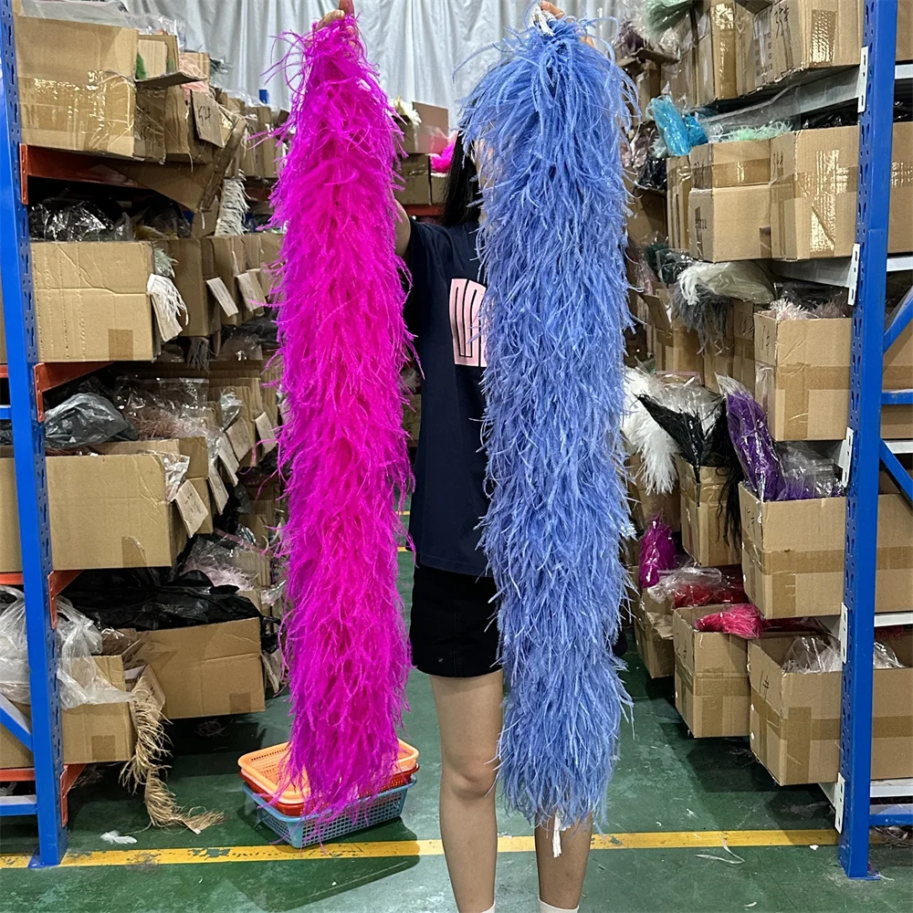 

8PLY 0.5M/Lot Ostrich Feather Boa Party Evening Dress Deaorative Cloth Trim High Quality Handmade Scarf ostrich feather boa pink