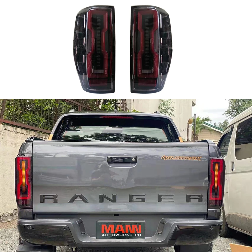 1 PAIR CAR TAILLIGHTS FOR FORD RANGER RAPTOR 2012-2021 REAR LAMP LIGHT DYNAMIC SEQUENTIAL TURN SIGNALS DRL BRAKE REVERSE LAMP