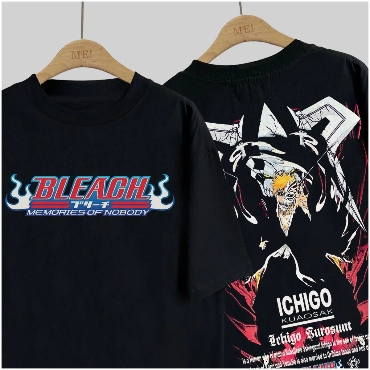 Heißes Anime Bleach Ichigo Kurosaki Grafik-Baumwoll-T-Shirt Unisex Kurzarm Mode-Marken-Tee Luxus Casual Vintage T-Shirts – Detail 5