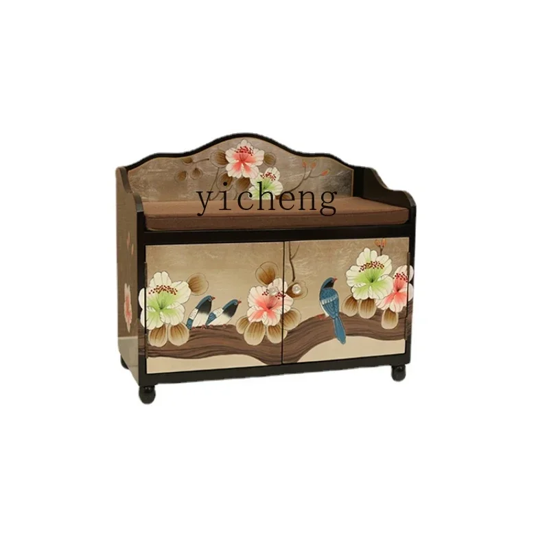 

YY New Chinese Style Storage Stool Entrance Bench Decorative Cabinet Stool Storage Stool