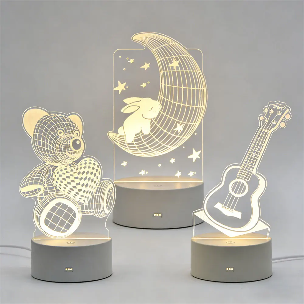 

USB Operated 3D Acrylic LED Night Light Wedding Birthday Party Festival Kid Mother's Day Gift Bedroom Decor Neon Night Lamp