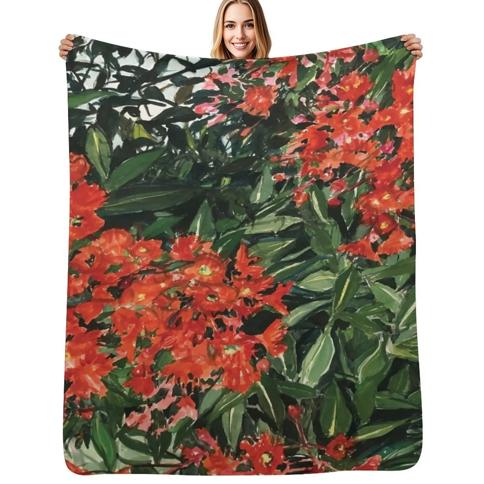 

Red Flowering Gum Throw Blanket Soft Comfort Blanket for Reading Watching TV