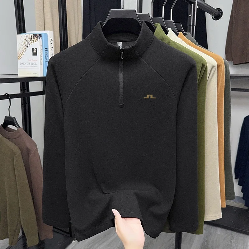 Hochwertiger Herren-Hoodie für den Herbst mit halbem Reißverschluss, aus deutschem Samtmaterial, bedrucktes Langarm-Oberteil, vielseitige Freizeitkleidung für Männer. – Detail 10