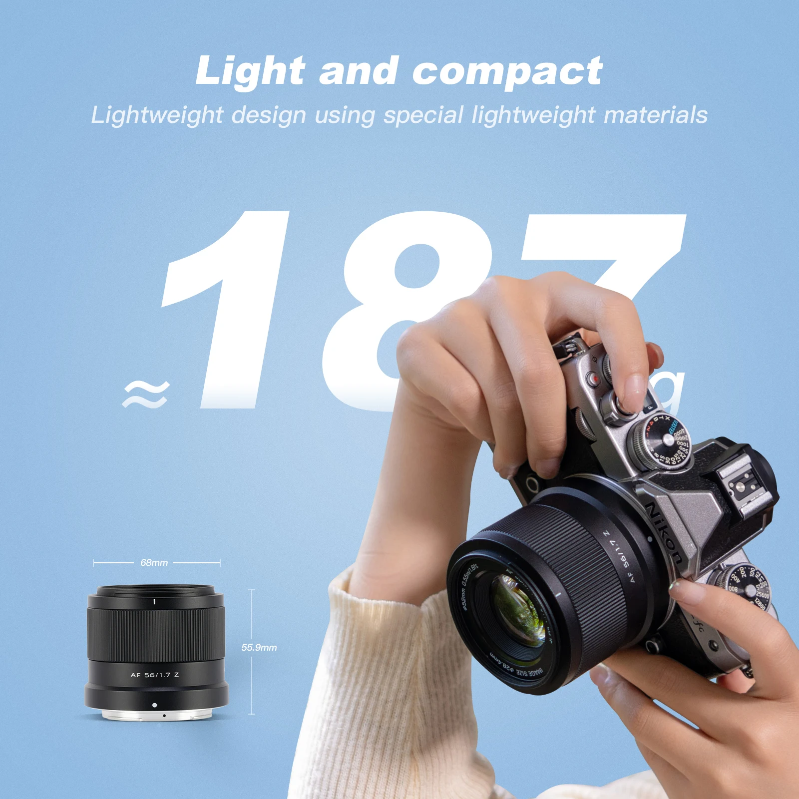 VILTROX เลนส์กล้องเลนส์กล้องถ่ายรูป F1.7 56มม., เลนส์กล้อง DSLR ขนาดเล็กสำหรับ Nikon Z-Mount Fujifilm X-mount