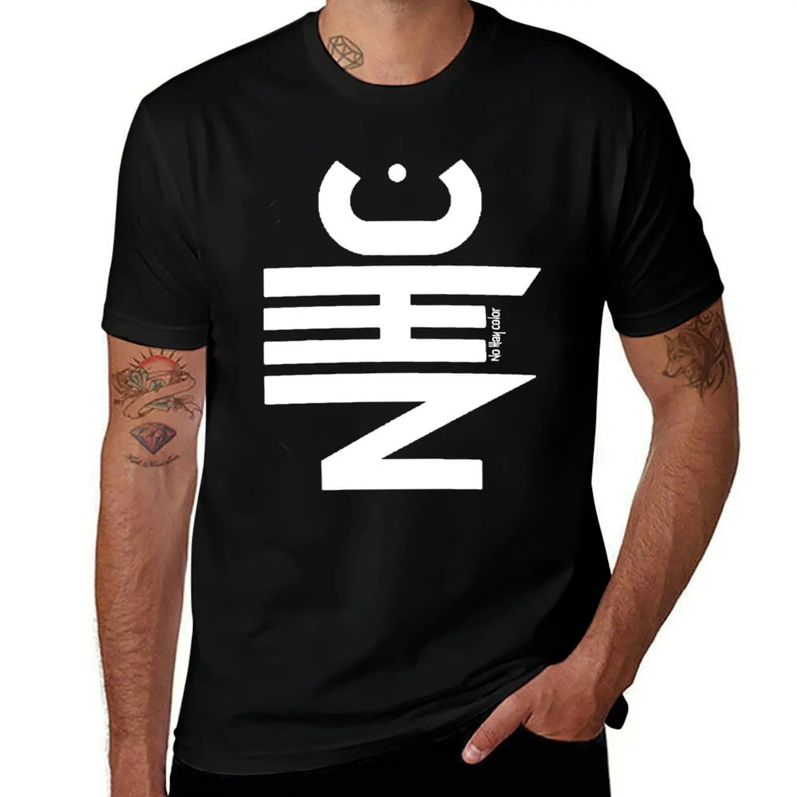 

Nhc, linear art, brand, lettering, minimal, byn, black and white, y2k, fashion T-Shirt croswit shirt man black t-shirts for men