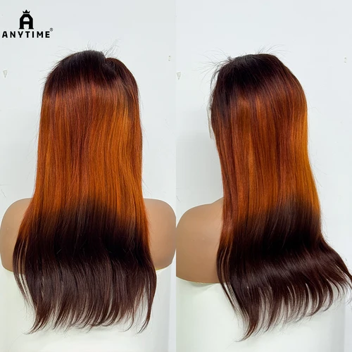 Peluca con malla Frontal 13x4 colorida de 230% de densidad para mujeres negras peluca Frontal de encaje transparente recta brasileña 13x4 cabello humano