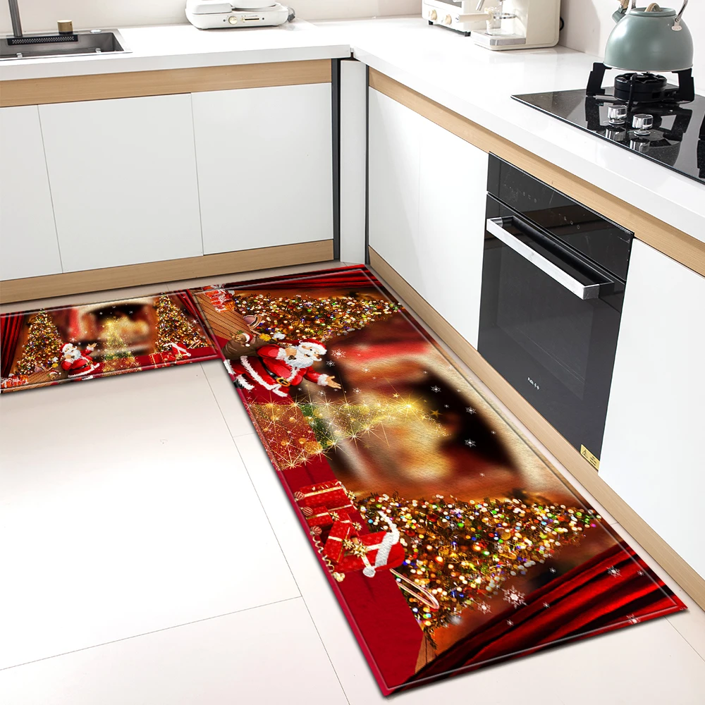 Kitchen Rug Entrance Doormat Christmas Living Room Floor Decor Carpet House Bath Balcony Hallway Bedroom Door Anti-Slip Foot Mat