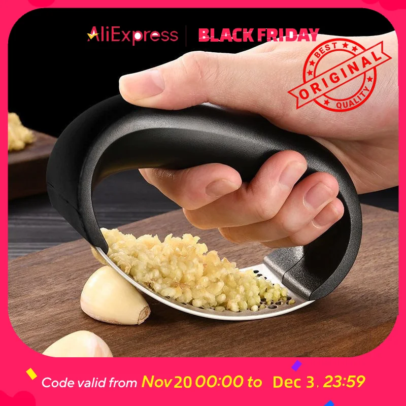 Prensa de ajo de acero inoxidable: fácil exprimir, apta para lavavajillas, a prueba de herrumbre, para ajo, jengibre, puré, diseño sin cáscara (Silv
