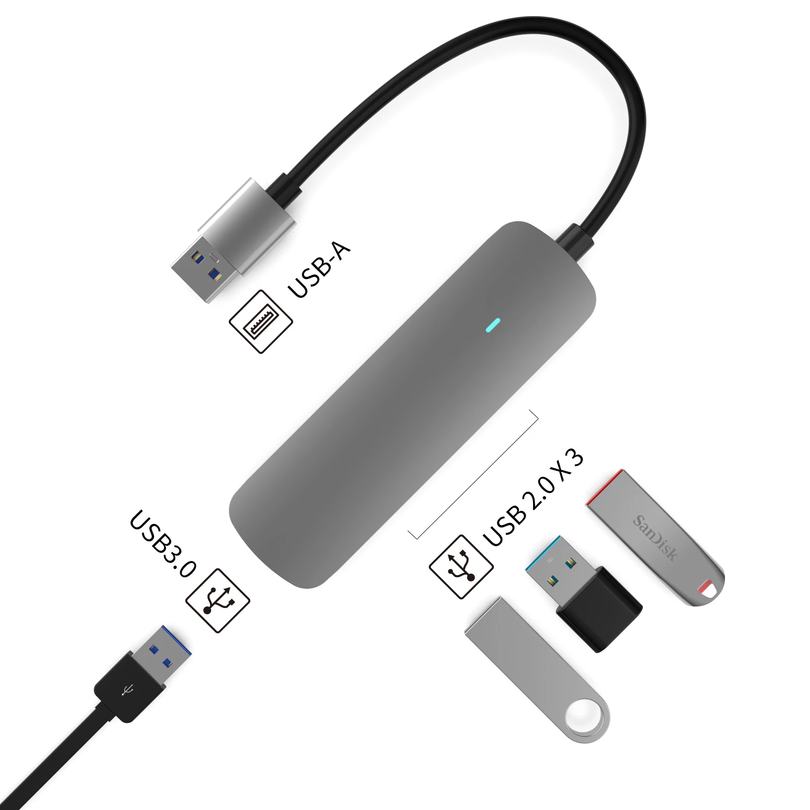 Usb-концентратор Basix, USB 3,0, адаптер usb 2,0, высокоскоростной U-диск-ридер, USB-разветвитель для Xiaomi, Lenovo, Macbook, ПК, компьютерные аксессуары