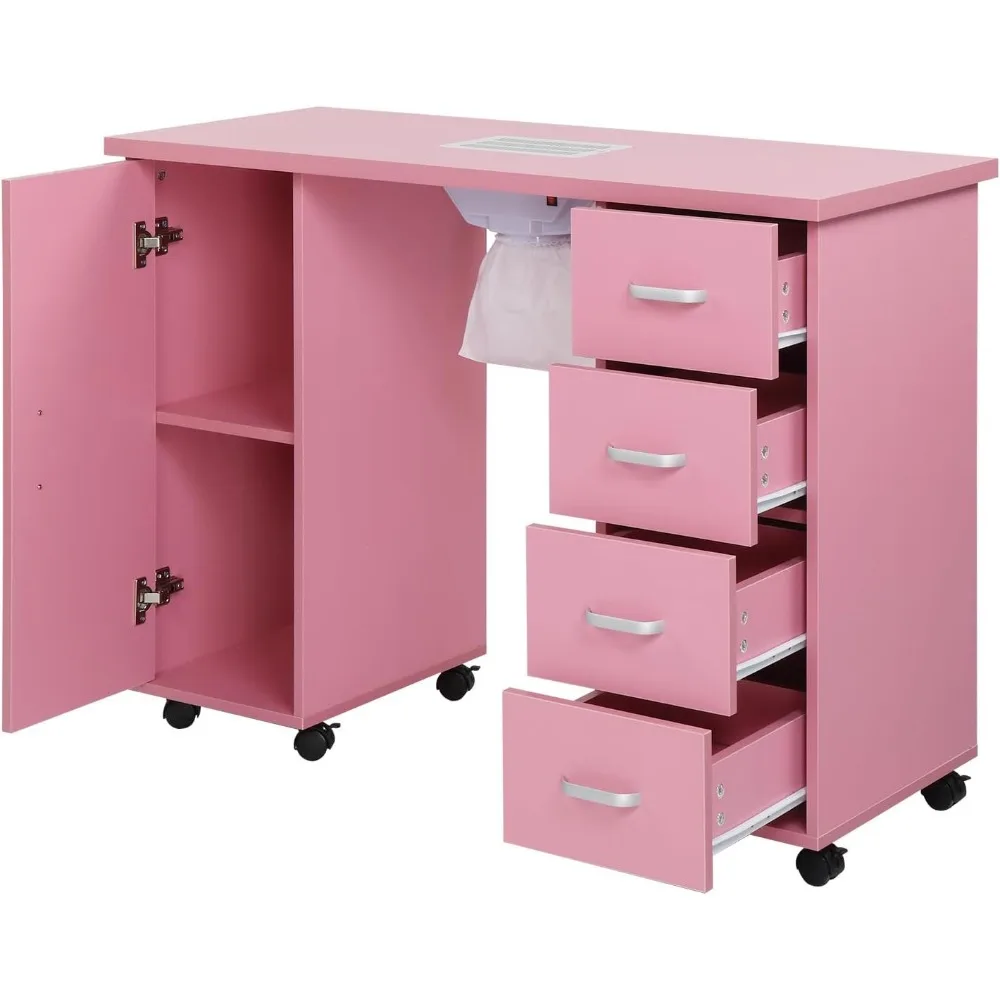 Nail Table Station,  Storage Cabinet, 4 Drawers,Manicure Table Nail Desk , Beauty Spa Salon Home Wooden Technician Workstation