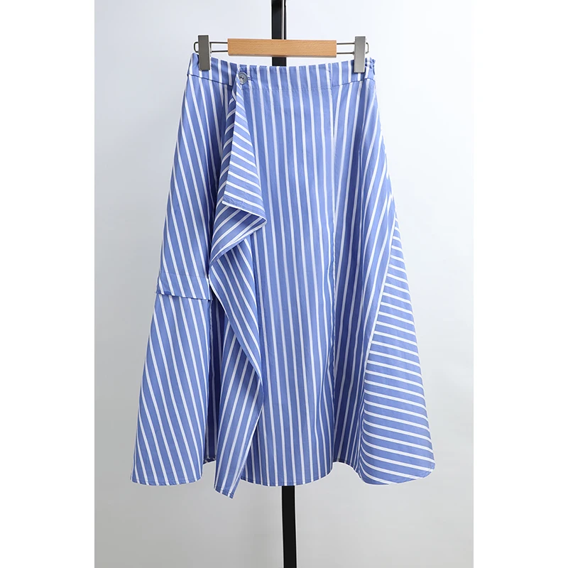 Awei Clothing, novedad de verano, marca de ropa para mujer, falda a media pierna adeazante, versátil, a la moda, a rayas, h...