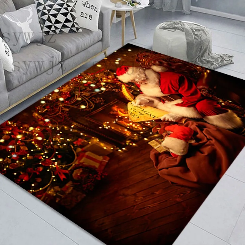 Santa Claus Cartoon Decoration Mat Christmas Decoration Corridor Door Mat New Year Living Room Bedroom Room Bedside Carpet