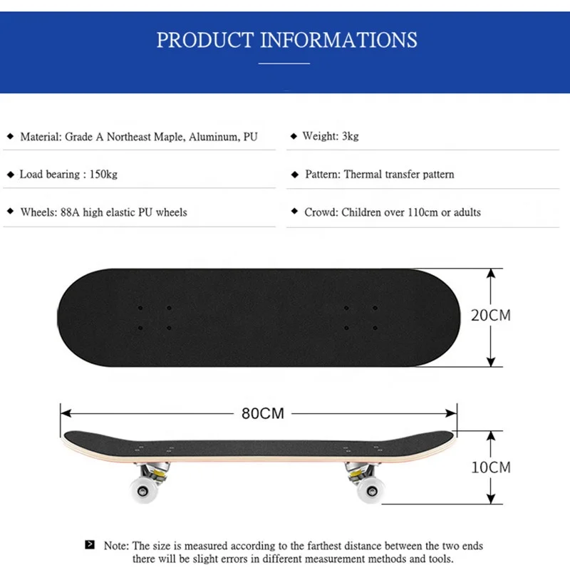 Full Exporting Experience China Northeast Maple Wood Skateboards with Big PU Wheel Aluminum Alloy Bracket Skateboards for Adults