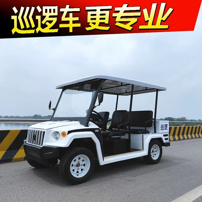 Iron shell electric four-seat patrol car four-wheel property campus security scenic spot sightseeing real estate shuttle
