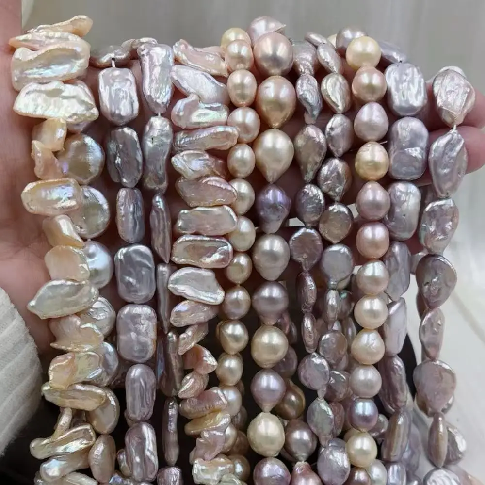 Select By Shape Pink Purple Genuine Natural Freshwater Pearl Jewelry Making Loose Beads 14