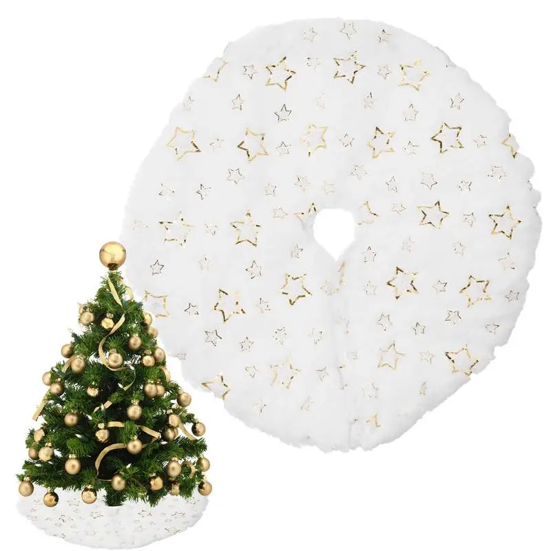 White Tree Skirt Faux Fur Plush Christmas Decorations Christmas Tree Floor Cover For Holiday Home Decor Christmas Party Supplies