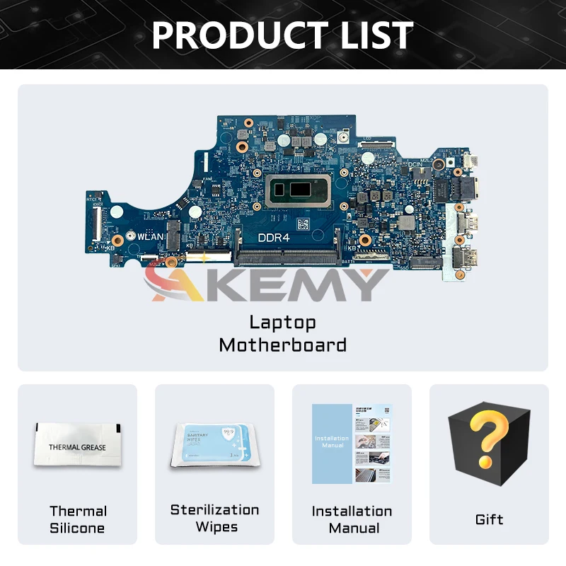 AKEMY Motherboard 19717-1 For Dell Lattude 3310 3410 6D967 06D915 06D967 6D915 Mainboard With CPU i3 i5 i7 8th Gen 100% Tested