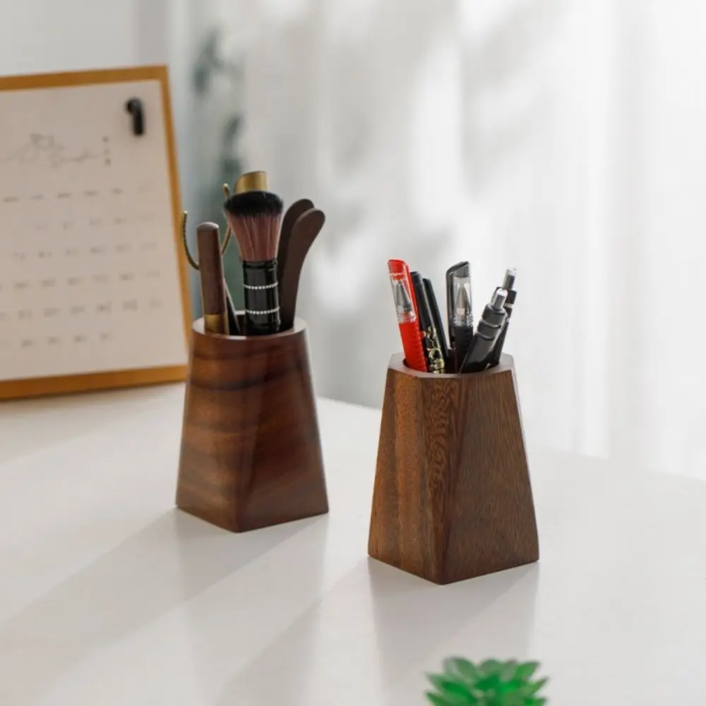 High Quality Wood Pen Holder Large-capacity Portable Stationery Storage Holder Pen Container Back To School