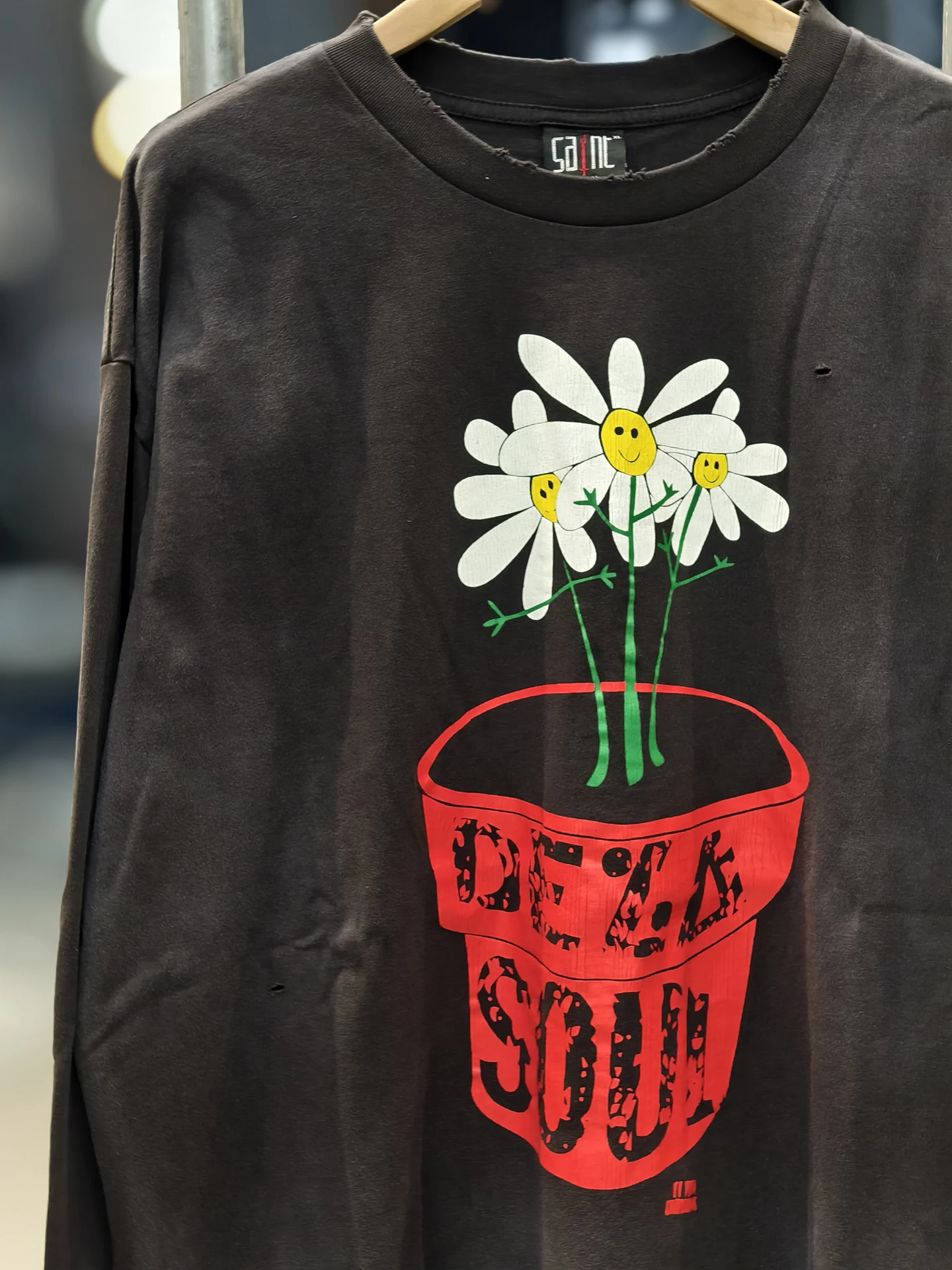 

Свободная футболка с длинным рукавом из хлопка с растительным принтом, круглый вырез, базовый крой, для молодежи, на все сезоны